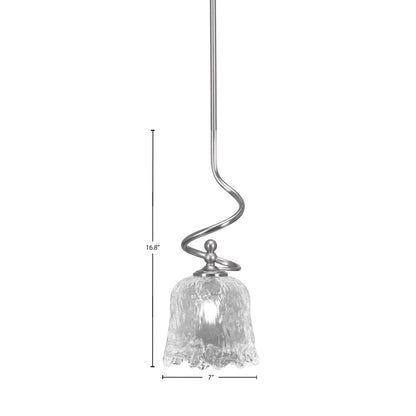 Toltec Capri 7in 1-Light Mini Pendant | Contemporary Brushed Nickel and Clear Lava Glass | Kitchen Island & Dining Room | Model 901-BN-4230
