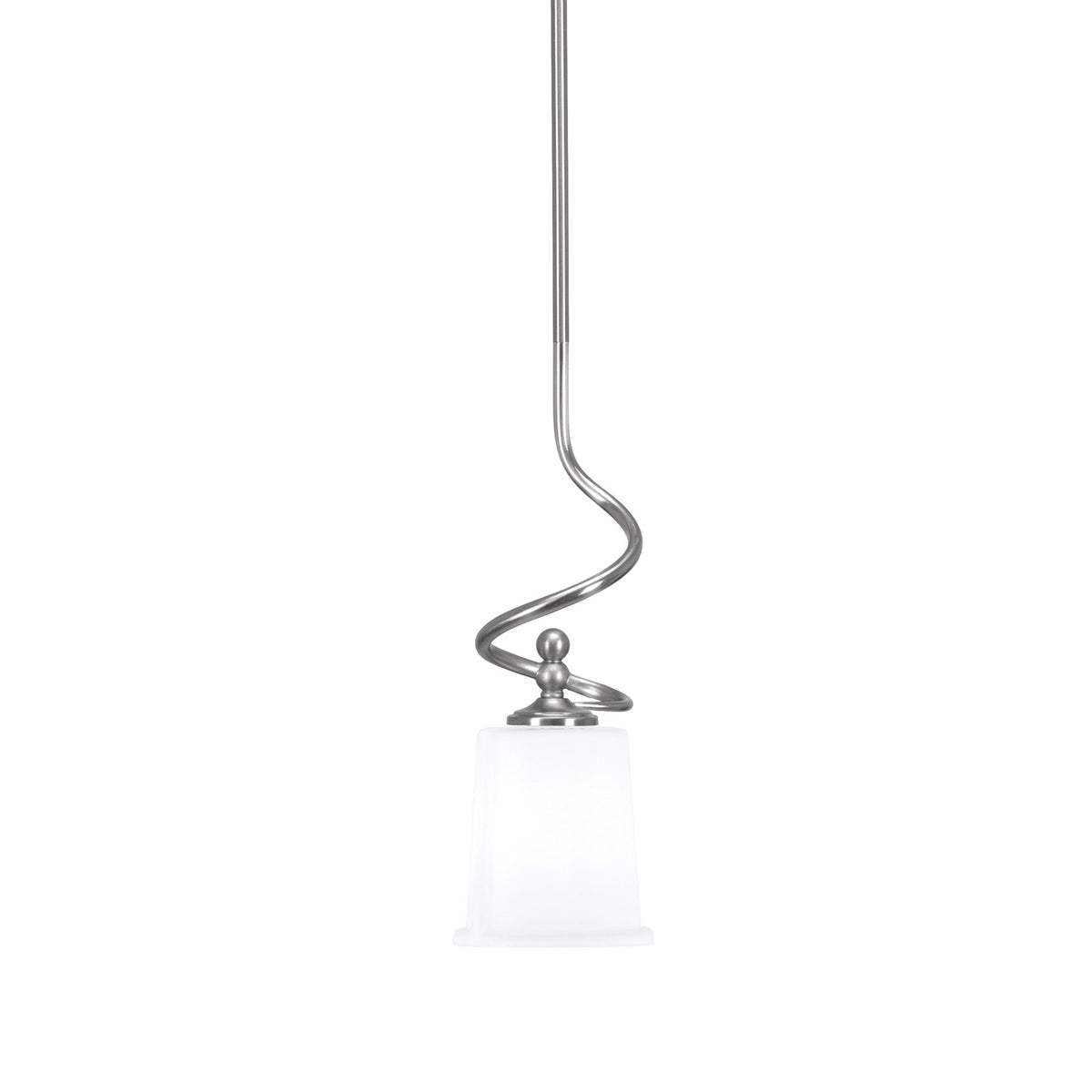 Toltec Capri 5in 1-Light Mini Pendant | Modern Brushed Nickel and White Opal Glass | Kitchen Island & Dining Room | 5 x 16 in | Model 901-BN-5031