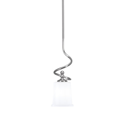 Toltec Capri 5in 1-Light Mini Pendant | Modern Brushed Nickel and White Opal Glass | Kitchen Island & Dining Room | 5 x 16 in | Model 901-BN-5031