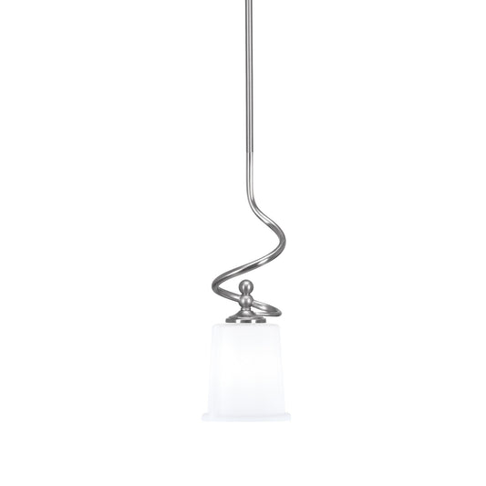 Toltec Capri 5in 1-Light Mini Pendant | Modern Brushed Nickel and White Opal Glass | Kitchen Island & Dining Room | 5 x 16 in | Model 901-BN-5031