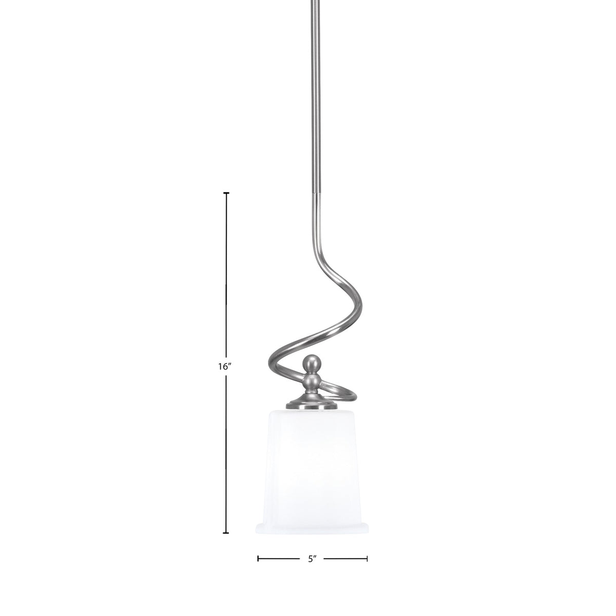 Toltec Capri 5in 1-Light Mini Pendant | Modern Brushed Nickel and White Opal Glass | Kitchen Island & Dining Room | 5 x 16 in | Model 901-BN-5031