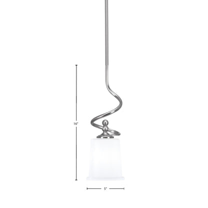 Toltec Capri 5in 1-Light Mini Pendant | Modern Brushed Nickel and White Opal Glass | Kitchen Island & Dining Room | 5 x 16 in | Model 901-BN-5031