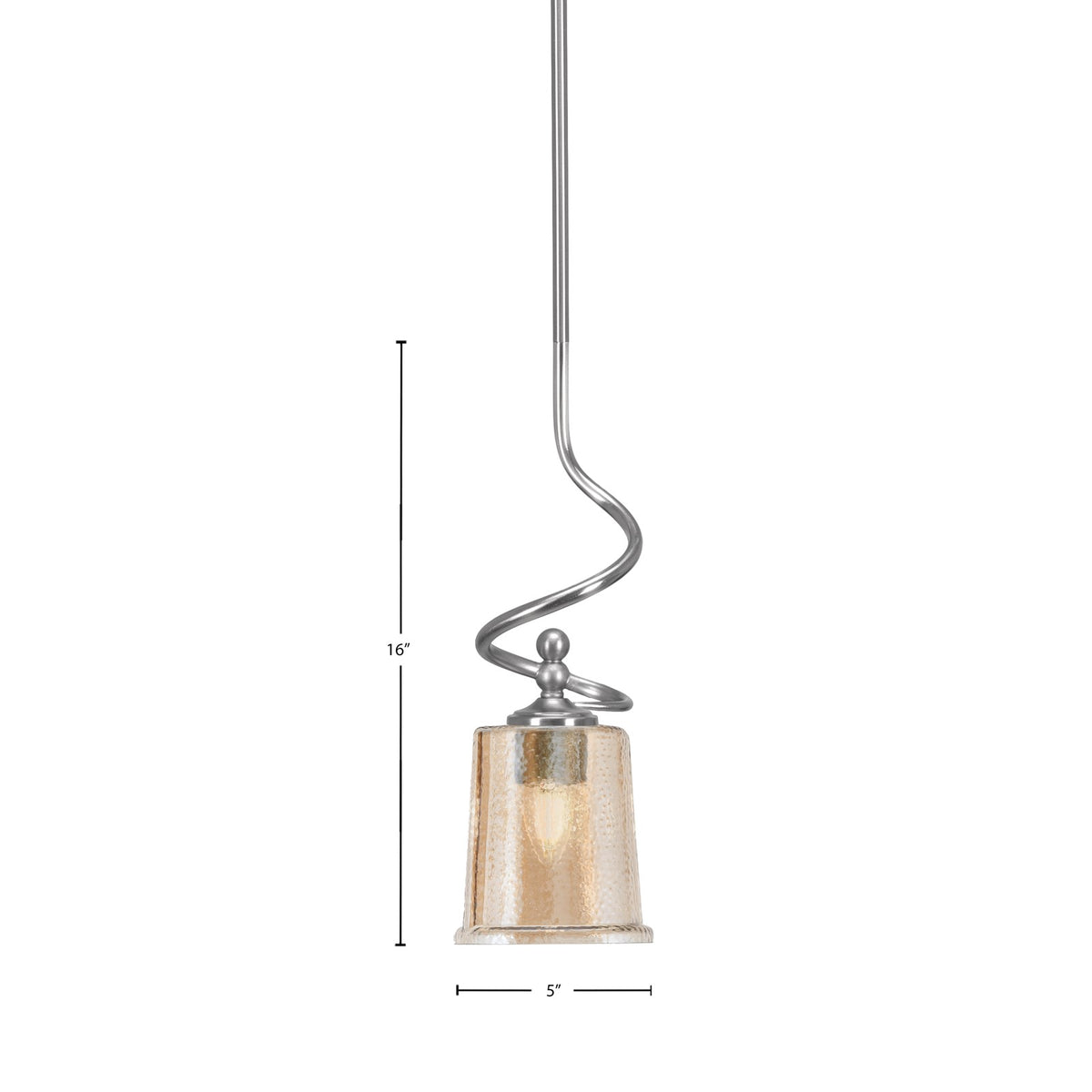 Toltec Capri 5in 1-Light Mini Pendant | Contemporary Brushed Nickel and Amber Bubble Glass | Kitchen Island & Dining Room | Model 901-BN-5033