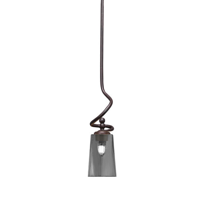 Toltec Capri 4.5in 1-Light Mini Pendant | Dark Granite and Smoke Bubble Glass | Kitchen Island & Dining Room | 4.5 x 4.5 x 17 in | Model 901-DG-262