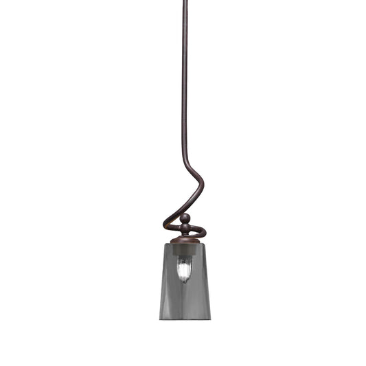Toltec Capri 4.5in 1-Light Mini Pendant | Dark Granite and Smoke Bubble Glass | Kitchen Island & Dining Room | 4.5 x 4.5 x 17 in | Model 901-DG-262