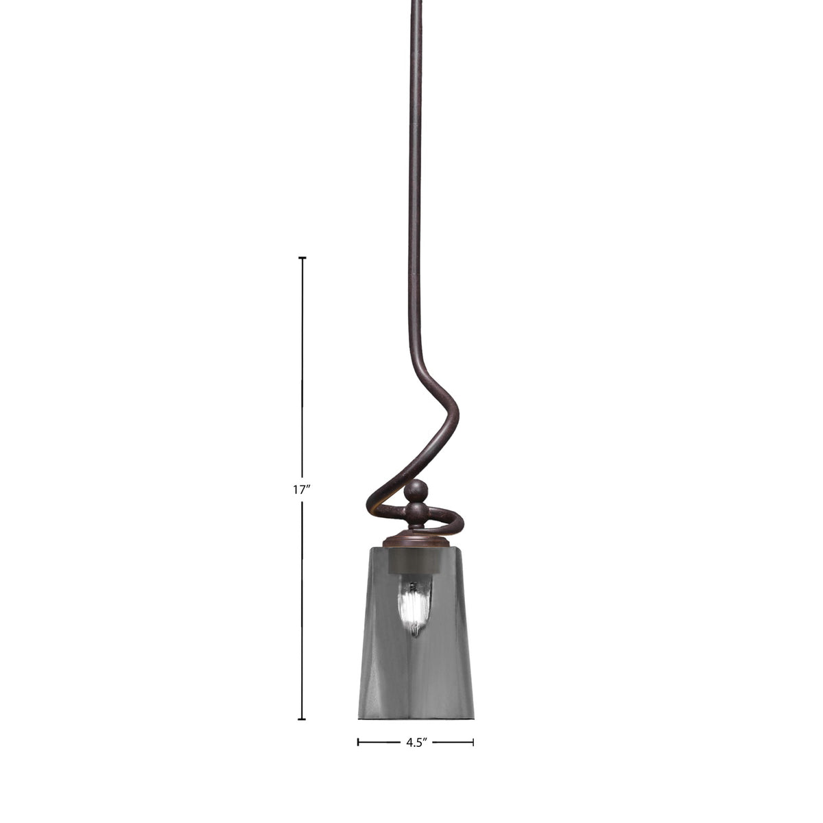 Toltec Capri 4.5in 1-Light Mini Pendant | Dark Granite and Smoke Bubble Glass | Kitchen Island & Dining Room | 4.5 x 4.5 x 17 in | Model 901-DG-262
