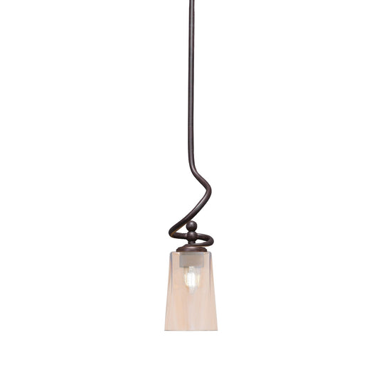 Toltec Capri 4.5in 1-Light Mini Pendant | Modern Dark Granite and Amber Gradient Glass | Kitchen Island & Dining Room | 4.5 x 17 in | Model 901-DG-263
