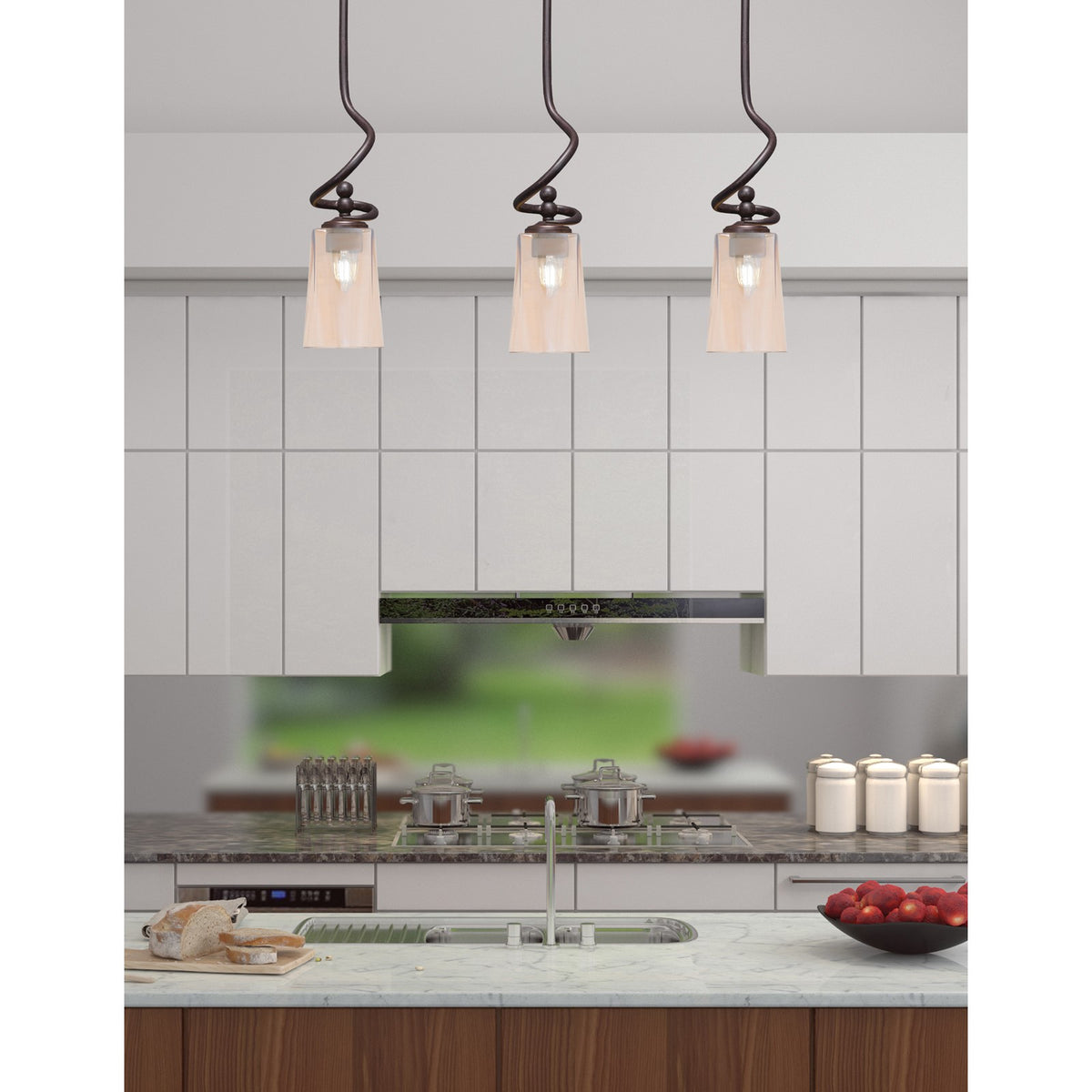 Toltec Capri 4.5in 1-Light Mini Pendant | Modern Dark Granite and Amber Gradient Glass | Kitchen Island & Dining Room | 4.5 x 17 in | Model 901-DG-263