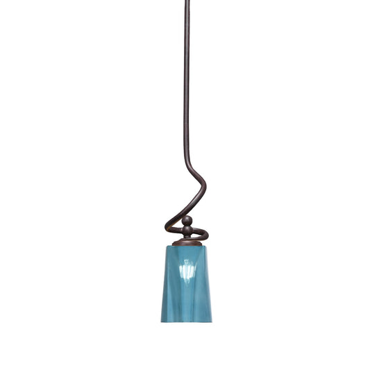 Toltec Capri 4.5in 1-Light Mini Pendant | Modern Dark Granite and Blue Gradient Glass | Kitchen Island & Dining Room | 4.5 x 17 in | Model 901-DG-265
