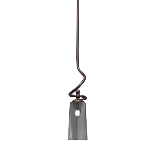 Toltec Capri 5in 1-Light Mini Pendant | Modern Dark Granite and Smoke Bubble Glass | Kitchen Island & Dining Room | 5 x 20 in | Model 901-DG-292