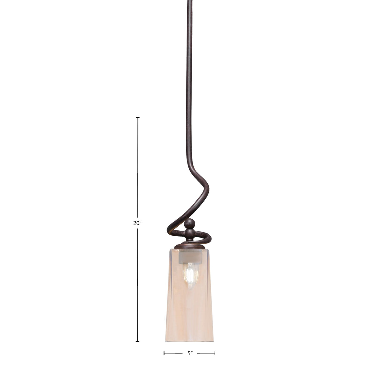 Toltec Capri 5in 1-Light Mini Pendant | Modern Dark Granite and Amber Gradient Glass | Kitchen Island & Dining Room | 5 x 20 in | Model 901-DG-293