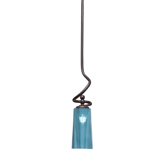 Toltec Capri 5in 1-Light Mini Pendant | Modern Dark Granite and Blue Gradient Glass | Kitchen Island & Dining Room | 5 x 20 in | Model 901-DG-295