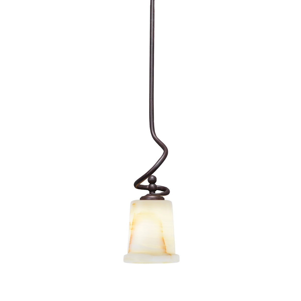 Toltec Capri 5in 1-Light Mini Pendant | Dark Granite Steel and Natural Stone Glass | Kitchen Island & Dining Room | 5 x 16.25 in | Model 901-DG-4128