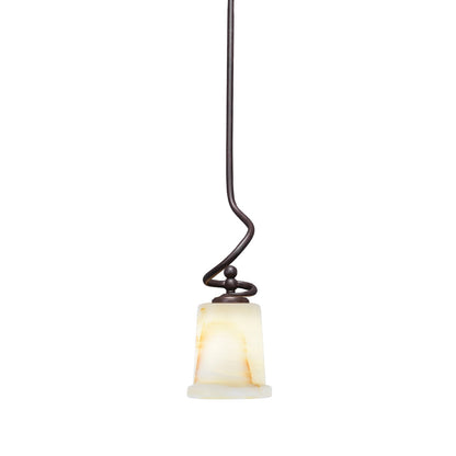 Toltec Capri 5in 1-Light Mini Pendant | Dark Granite Steel and Natural Stone Glass | Kitchen Island & Dining Room | 5 x 16.25 in | Model 901-DG-4128