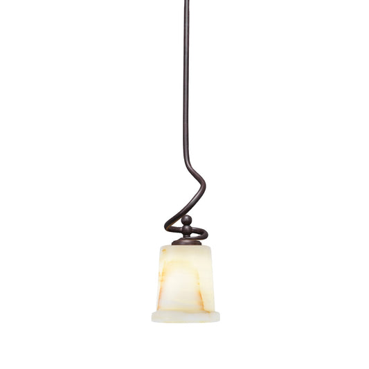 Toltec Capri 5in 1-Light Mini Pendant | Dark Granite Steel and Natural Stone Glass | Kitchen Island & Dining Room | 5 x 16.25 in | Model 901-DG-4128