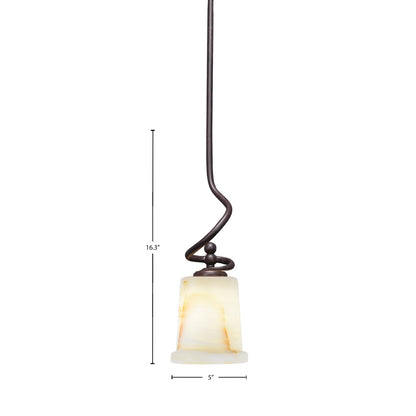 Toltec Capri 5in 1-Light Mini Pendant | Dark Granite Steel and Natural Stone Glass | Kitchen Island & Dining Room | 5 x 16.25 in | Model 901-DG-4128