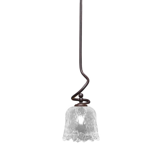 Toltec Capri 7in 1-Light Mini Pendant | Dark Granite Steel and Clear Lava Glass | Kitchen Island & Dining Room | 7 x 16.75 in | Model 901-DG-4230
