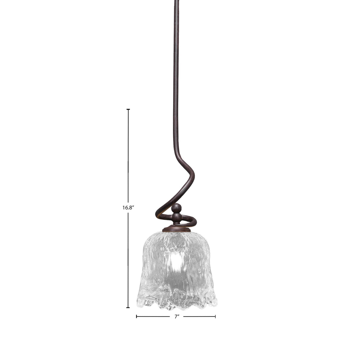 Toltec Capri 7in 1-Light Mini Pendant | Dark Granite Steel and Clear Lava Glass | Kitchen Island & Dining Room | 7 x 16.75 in | Model 901-DG-4230