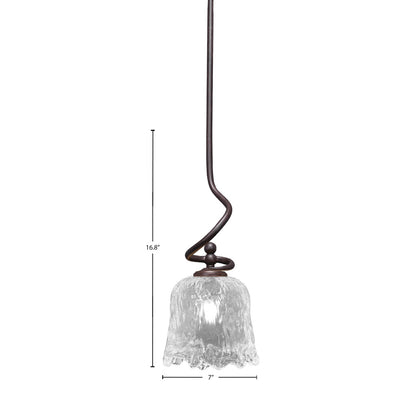 Toltec Capri 7in 1-Light Mini Pendant | Dark Granite Steel and Clear Lava Glass | Kitchen Island & Dining Room | 7 x 16.75 in | Model 901-DG-4230