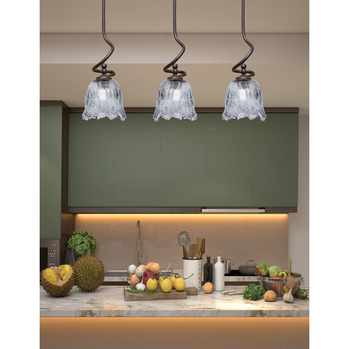 Toltec Capri 7in 1-Light Mini Pendant | Dark Granite Steel and Smoke Lava Glass | Kitchen Island & Dining Room | 7 x 16.75 in | Model 901-DG-4232