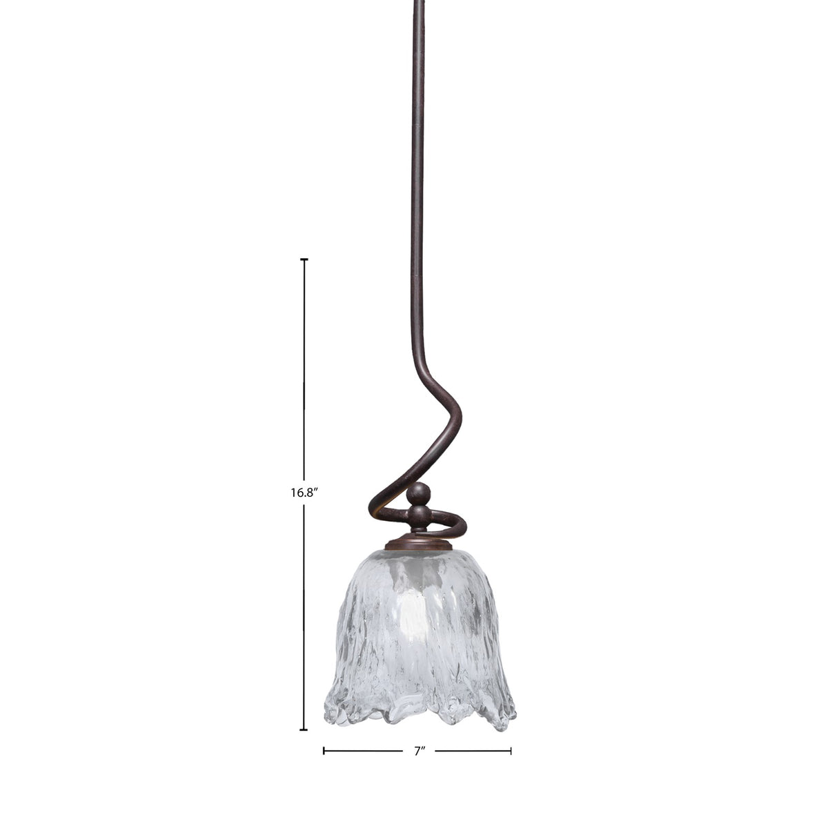 Toltec Capri 7in 1-Light Mini Pendant | Dark Granite Steel and Smoke Lava Glass | Kitchen Island & Dining Room | 7 x 16.75 in | Model 901-DG-4232