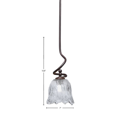 Toltec Capri 7in 1-Light Mini Pendant | Dark Granite Steel and Smoke Lava Glass | Kitchen Island & Dining Room | 7 x 16.75 in | Model 901-DG-4232