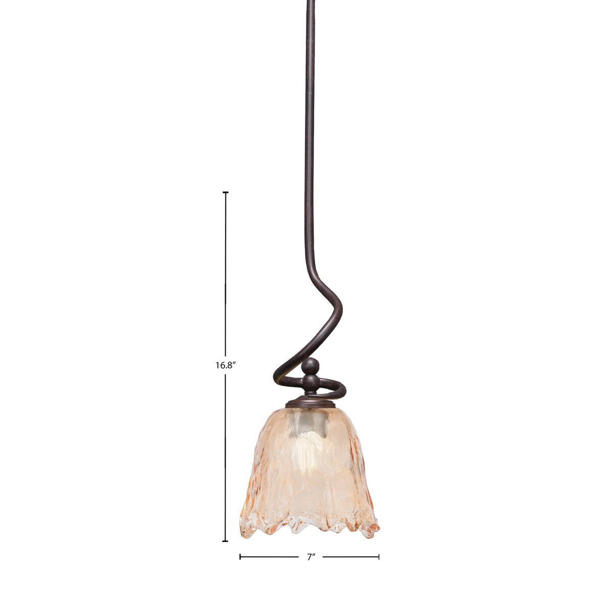 Toltec Capri 7in 1-Light Mini Pendant | Dark Granite Steel and Amber Lava Glass | Kitchen Island & Dining Room | 7 x 16.75 in | Model 901-DG-4233