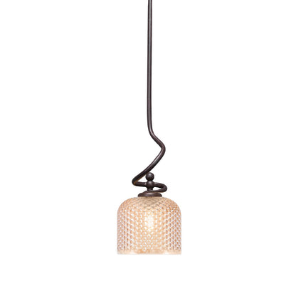 Toltec Capri 6in 1-Light Mini Pendant | Dark Granite Steel and Amber Textured Glass | Kitchen Island & Dining Room | 6 x 15.75 in | Model 901-DG-4613