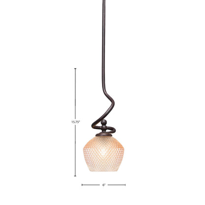 Toltec Capri 16.5in 1-Light Mini Pendant | Modern Dark Granite Steel and Amber Textured Glass | Kitchen Island & Counter Accent | 16.5 x 9.75 in | Model 901-DG-4623