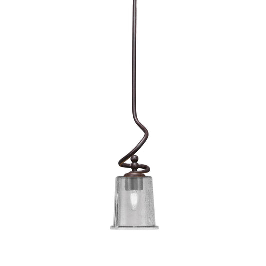 Toltec Capri 5in 1-Light Mini Pendant | Modern Dark Granite and Smoke Bubble Glass | Kitchen Island & Dining Room | 5 x 16 in | Model 901-DG-5032