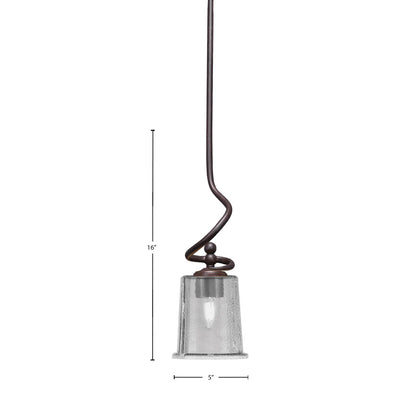 Toltec Capri 5in 1-Light Mini Pendant | Modern Dark Granite and Smoke Bubble Glass | Kitchen Island & Dining Room | 5 x 16 in | Model 901-DG-5032