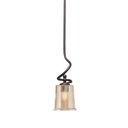 Toltec Capri 5in 1-Light Mini Pendant | Dark Granite Steel and Amber Bubble Glass | Kitchen Island & Dining Room | 5 x 16 in | Model 901-DG-5033