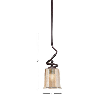 Toltec Capri 5in 1-Light Mini Pendant | Dark Granite Steel and Amber Bubble Glass | Kitchen Island & Dining Room | 5 x 16 in | Model 901-DG-5033