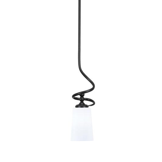 Toltec Capri 4.5in 1-Light Mini Pendant | Matte Black Steel and White Opal Glass | Kitchen Island & Dining Room | 4.5 x 17 in | Model 901-MB-261