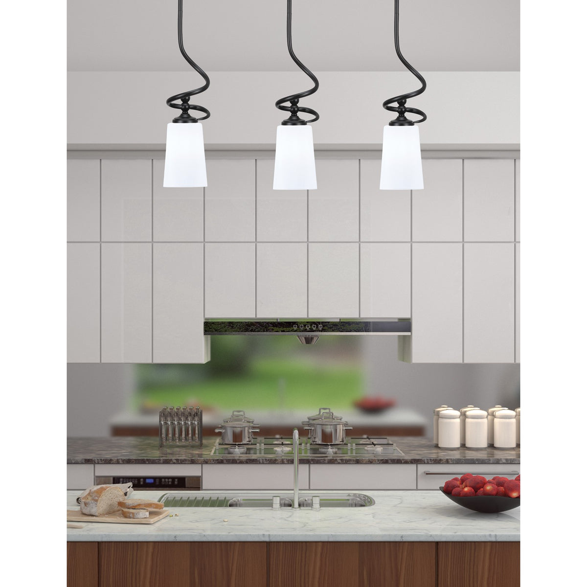 Toltec Capri 4.5in 1-Light Mini Pendant | Matte Black Steel and White Opal Glass | Kitchen Island & Dining Room | 4.5 x 17 in | Model 901-MB-261