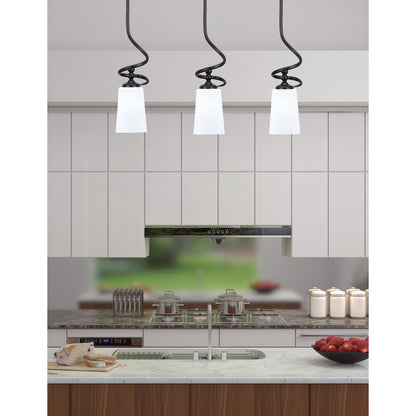 Toltec Capri 4.5in 1-Light Mini Pendant | Matte Black Steel and White Opal Glass | Kitchen Island & Dining Room | 4.5 x 17 in | Model 901-MB-261