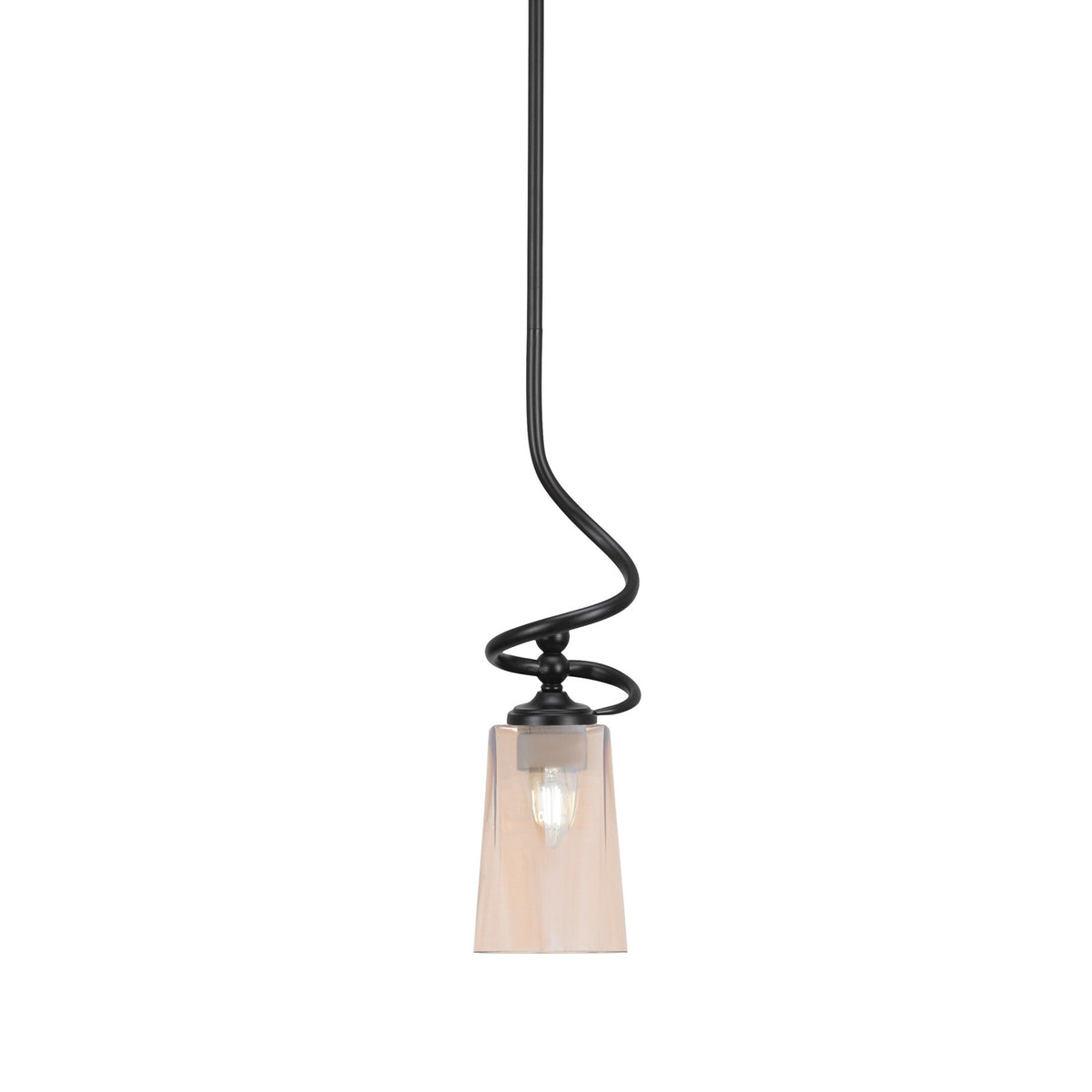 Toltec Capri 4.5in 1-Light Mini Pendant | Matte Black Steel and Amber Gradient Glass | Kitchen Island & Dining Room | 4.5 x 17 in | Model 901-MB-263