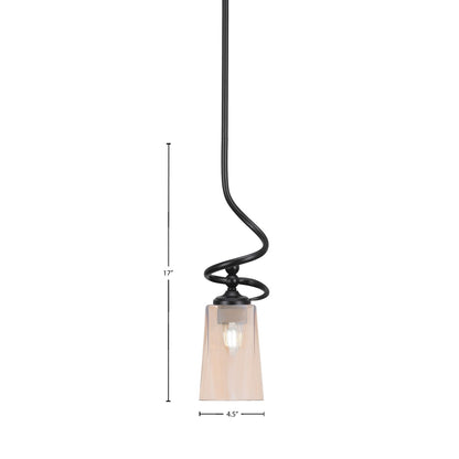 Toltec Capri 4.5in 1-Light Mini Pendant | Matte Black Steel and Amber Gradient Glass | Kitchen Island & Dining Room | 4.5 x 17 in | Model 901-MB-263