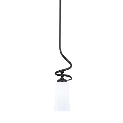 Toltec Capri 5in 1-Light Mini Pendant | Modern Matte Black and White Opal Glass | Kitchen Island & Dining Room | 5 x 20 in | Model 901-MB-291