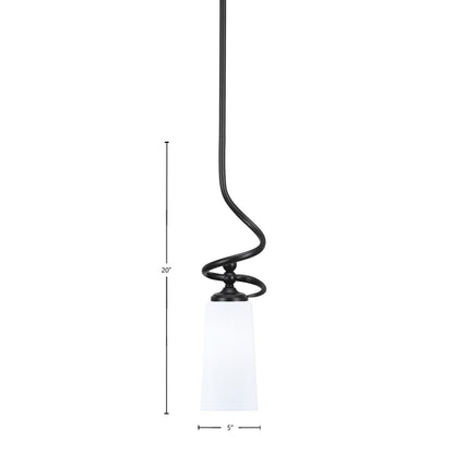 Toltec Capri 5in 1-Light Mini Pendant | Modern Matte Black and White Opal Glass | Kitchen Island & Dining Room | 5 x 20 in | Model 901-MB-291