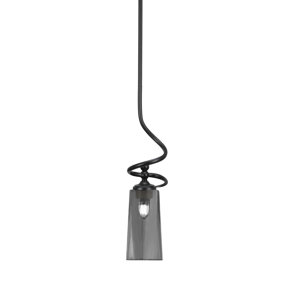 Toltec Capri 5in 1-Light Mini Pendant | Modern Matte Black and Smoke Bubble Glass | Kitchen Island & Dining Room | 5 x 20 in | Model 901-MB-292
