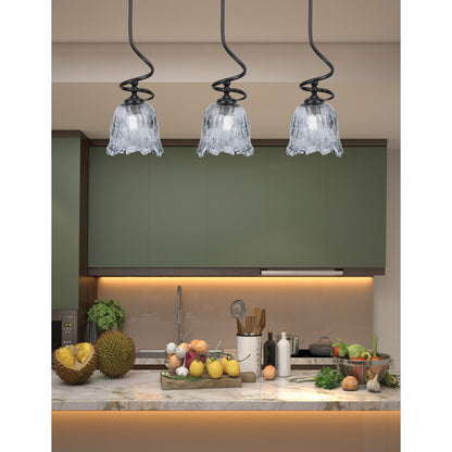 Toltec Capri 7in 1-Light Mini Pendant | Modern Matte Black and Smoke Lava Glass | Kitchen Island & Dining Room | 7 x 16.75 in | Model 901-MB-4232