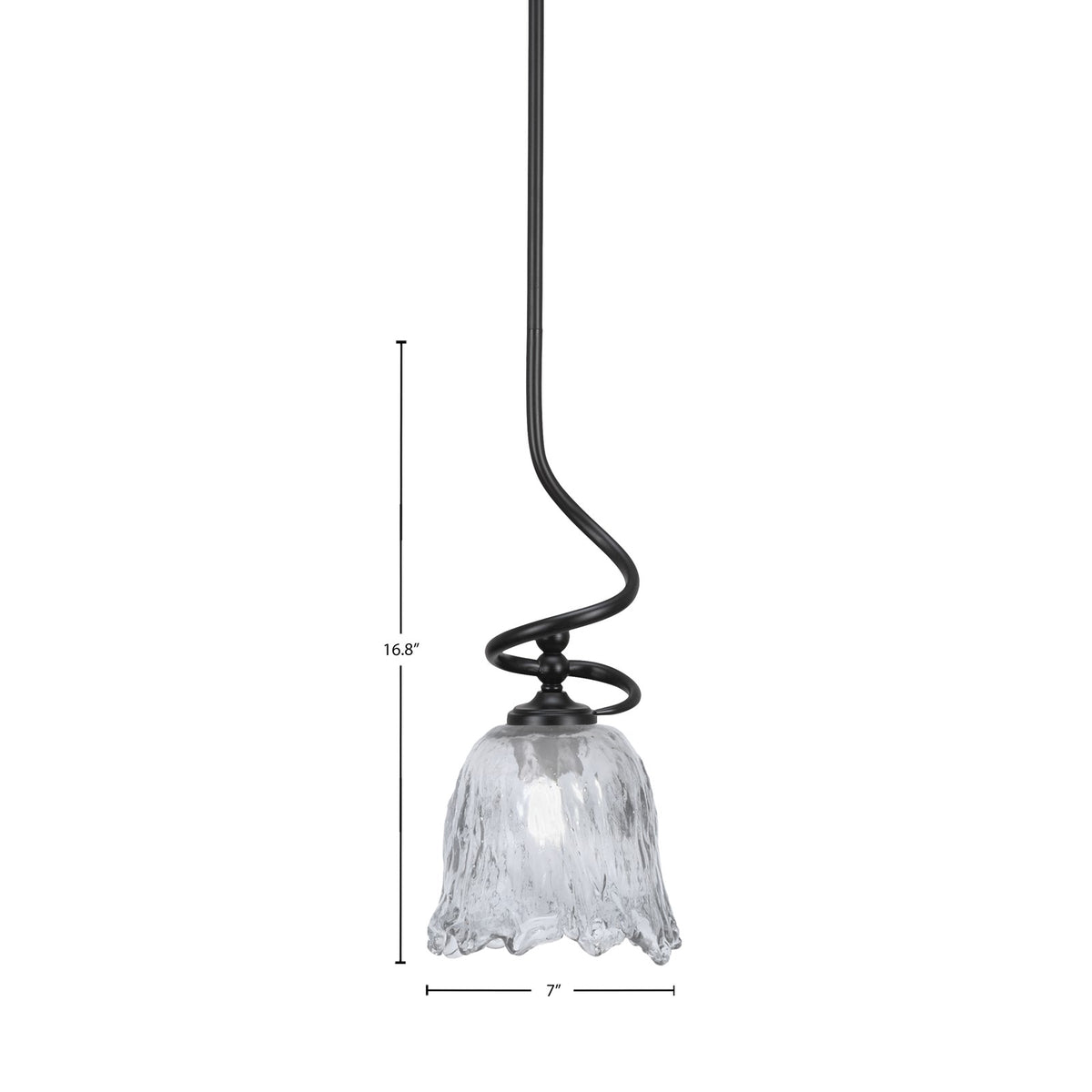 Toltec Capri 7in 1-Light Mini Pendant | Modern Matte Black and Smoke Lava Glass | Kitchen Island & Dining Room | 7 x 16.75 in | Model 901-MB-4232