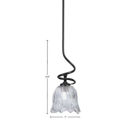 Toltec Capri 7in 1-Light Mini Pendant | Modern Matte Black and Smoke Lava Glass | Kitchen Island & Dining Room | 7 x 16.75 in | Model 901-MB-4232