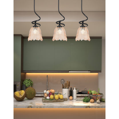 Toltec Capri 7in 1-Light Mini Pendant | Modern Matte Black and Amber Lava Glass | Kitchen Island & Dining Room | 7 x 16.75 in | Model 901-MB-4233