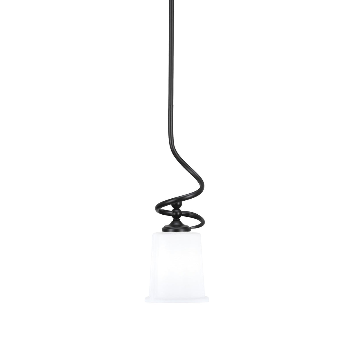 Toltec Capri 5in 1-Light Mini Pendant | Modern Matte Black and White Opal Glass | Kitchen Island & Dining Room | 5 x 16 in | Model 901-MB-5031