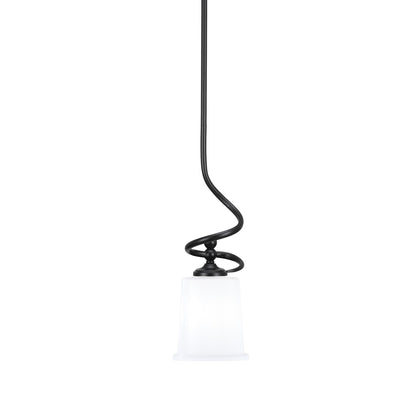 Toltec Capri 5in 1-Light Mini Pendant | Modern Matte Black and White Opal Glass | Kitchen Island & Dining Room | 5 x 16 in | Model 901-MB-5031