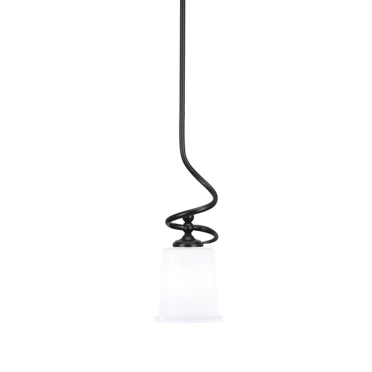 Toltec Capri 5in 1-Light Mini Pendant | Modern Matte Black and White Opal Glass | Kitchen Island & Dining Room | 5 x 16 in | Model 901-MB-5031