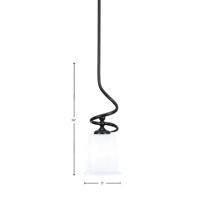 Toltec Capri 5in 1-Light Mini Pendant | Modern Matte Black and White Opal Glass | Kitchen Island & Dining Room | 5 x 16 in | Model 901-MB-5031