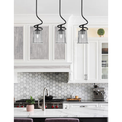 Toltec Capri 5in 1-Light Mini Pendant | Modern Matte Black and Smoke Bubble Glass | Kitchen Island & Dining Room | 5 x 16 in | Model 901-MB-5032